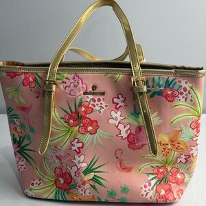 Spartina 449 Retreat Jetsetter Tote Flamingo Floral  Fairy Core